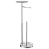 FORIOUS Toilet Paper Holder Stand with Shelf, Adjustable Height Freestanding Toilet Paper Stand with Storage, SUS 304 Stainless Steel and Weighted Base Tissue Roll Holder for Bathroom, Brushed Nickel