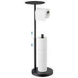 FORIOUS Toilet Paper Holder Stand with Shelf, Adjustable Height Freestanding Toilet Paper Stand with Storage, SUS 304 Stainless Steel and Weighted Base Tissue Roll Holder for Bathroom, Brushed Nickel