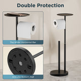 FORIOUS Toilet Paper Holder Stand with Shelf, Adjustable Height Freestanding Toilet Paper Stand with Storage, SUS 304 Stainless Steel and Weighted Base Tissue Roll Holder for Bathroom, Brushed Nickel