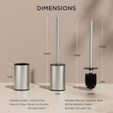 FORIOUS Toilet Brush and Holder Set, 304 Stainless Steel Heavy Duty Base and Handle for Bathroom Deep Cleaning, Toilet Bowl Cleaners Brush with Holder, Space Saving for Storage, Matte Black