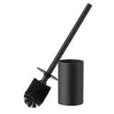 FORIOUS Toilet Brush and Holder Set, 304 Stainless Steel Heavy Duty Base and Handle for Bathroom Deep Cleaning, Toilet Bowl Cleaners Brush with Holder, Space Saving for Storage, Matte Black