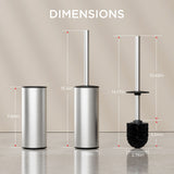 FORIOUS Toilet Brush and Holder Set, 304 Stainless Steel Long Handle and Heavy Duty Base for Bathroom Deep Cleaning, Drip-Proof, Space Saving for Storage, 2 Toilet Bowl Brush Head, Matte Black