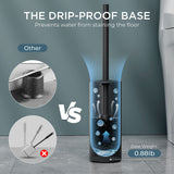 FORIOUS Toilet Brush and Holder Set, 304 Stainless Steel Long Handle and Heavy Duty Base for Bathroom Deep Cleaning, Drip-Proof, Space Saving for Storage, 2 Toilet Bowl Brush Head, Matte Black