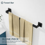FORIOUS 4 Pieces Bathroom Hardware Accessories Set, Square 24 inch Towel Bar Set, SUS304 Stainless Steel Towel Rack Holder Set Wall Mounted, Matte Black