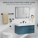 FORIOUS 4 Pieces Bathroom Hardware Accessories Set, Square 24 inch Towel Bar Set, SUS304 Stainless Steel Towel Rack Holder Set Wall Mounted, Matte Black