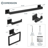 FORIOUS 4 Pieces Bathroom Hardware Accessories Set, Square 24 inch Towel Bar Set, SUS304 Stainless Steel Towel Rack Holder Set Wall Mounted, Matte Black