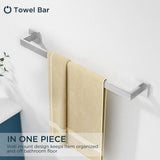 FORIOUS 4 Pieces Bathroom Hardware Accessories Set, Square 24 inch Towel Bar Set, SUS304 Stainless Steel Towel Rack Holder Set Wall Mounted, Matte Black