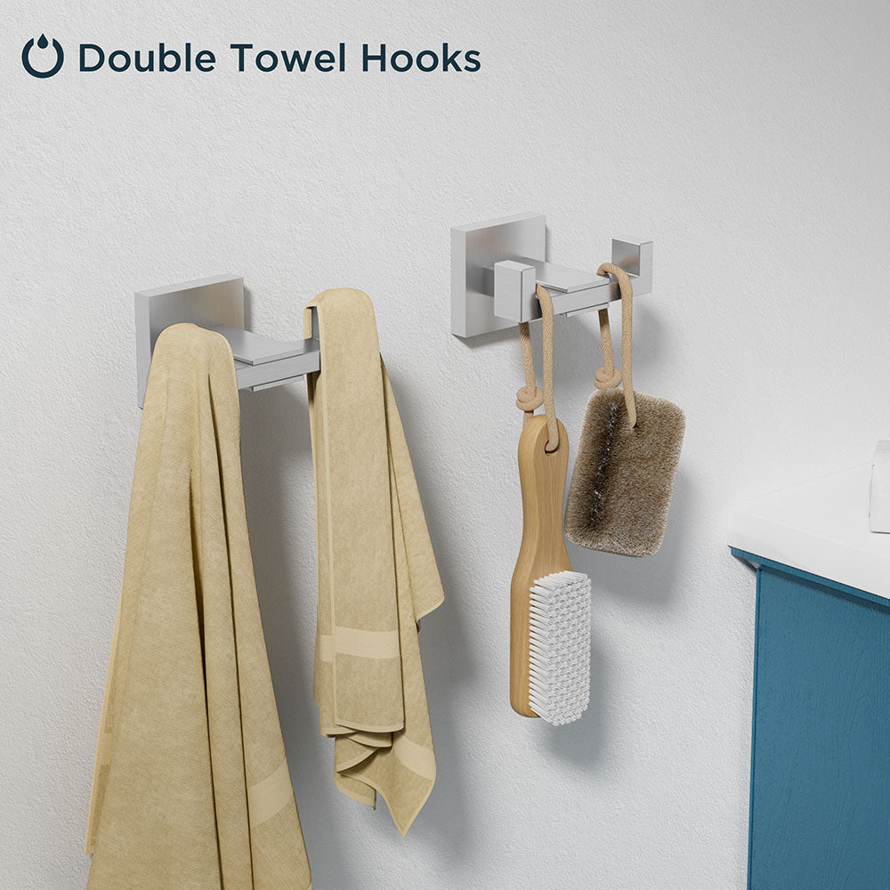 FORIOUS 4 Pieces Bathroom Hardware Accessories Set, Square 24 inch Towel Bar Set, SUS304 Stainless Steel Towel Rack Holder Set Wall Mounted, Matte Black