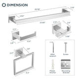 FORIOUS 4 Pieces Bathroom Hardware Accessories Set, Square 24 inch Towel Bar Set, SUS304 Stainless Steel Towel Rack Holder Set Wall Mounted, Matte Black