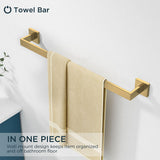 FORIOUS 4 Pieces Bathroom Hardware Accessories Set, Square 24 inch Towel Bar Set, SUS304 Stainless Steel Towel Rack Holder Set Wall Mounted, Matte Black