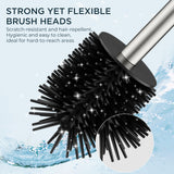 FORIOUS SUS304 Toilet Brush, Toilet Bowl Cleaner Brush and Holder Set Short | Gold, Extended Handle, Removable Inner Bowl, Stable Splash Guard, Steel Joint, Scratch‑Resistant Bristles, for Bathroom RV