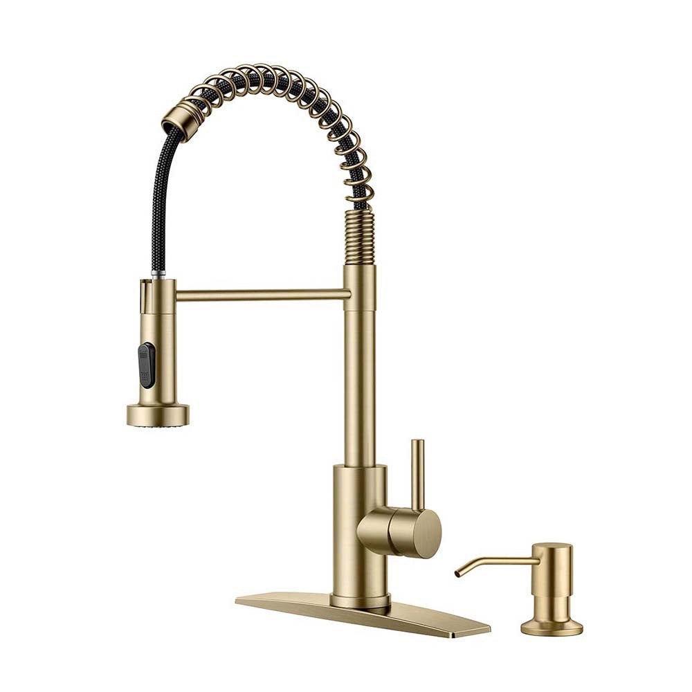 FORIOUS Kitchen Faucet with Pull Down Sprayer 1 or 3 Hole for Farmhouse with soap dispenser，led light