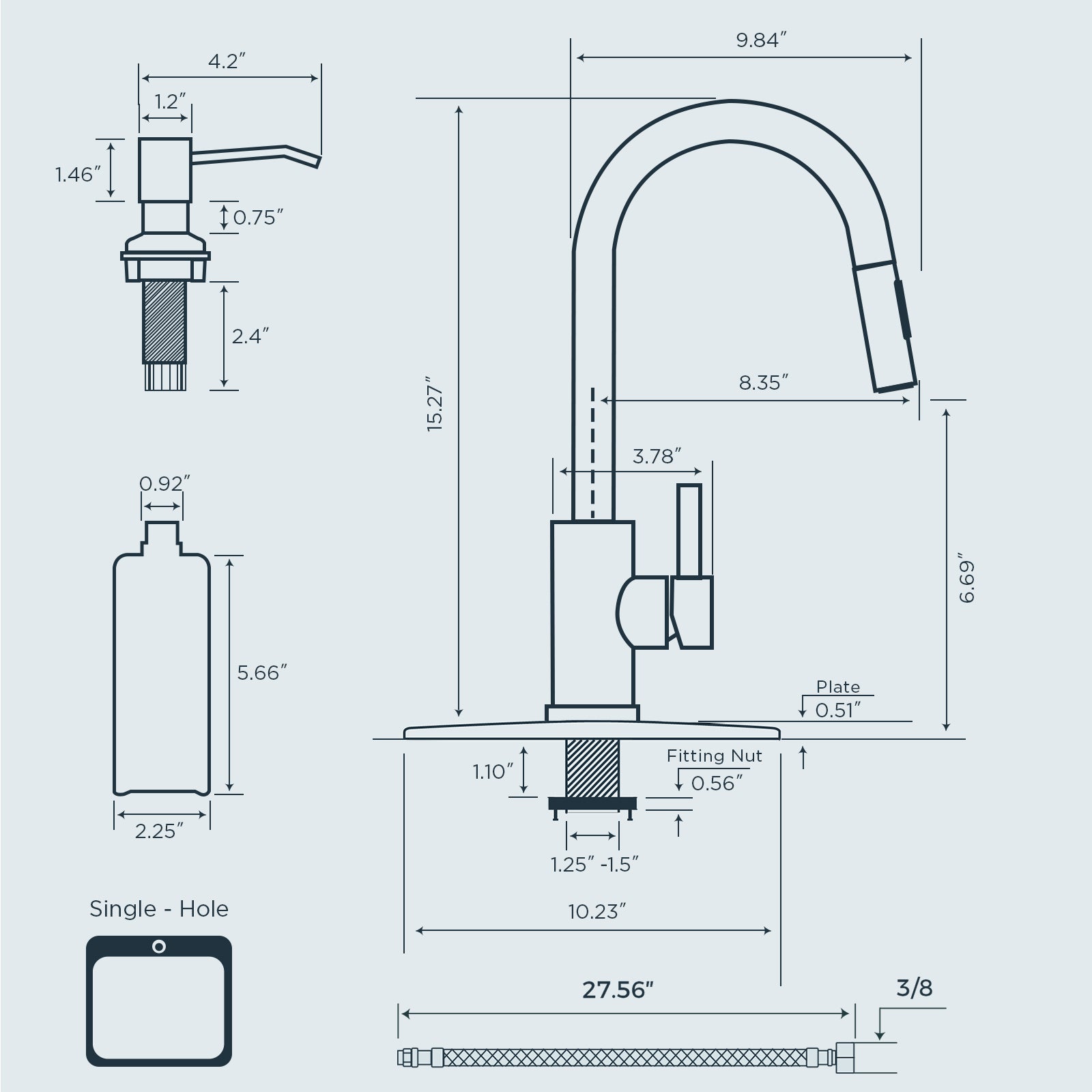 FORIOUS Kitchen Faucets with Pull Down Sprayer Kitchen Sink Faucet Stainless Steel with soap dispenser