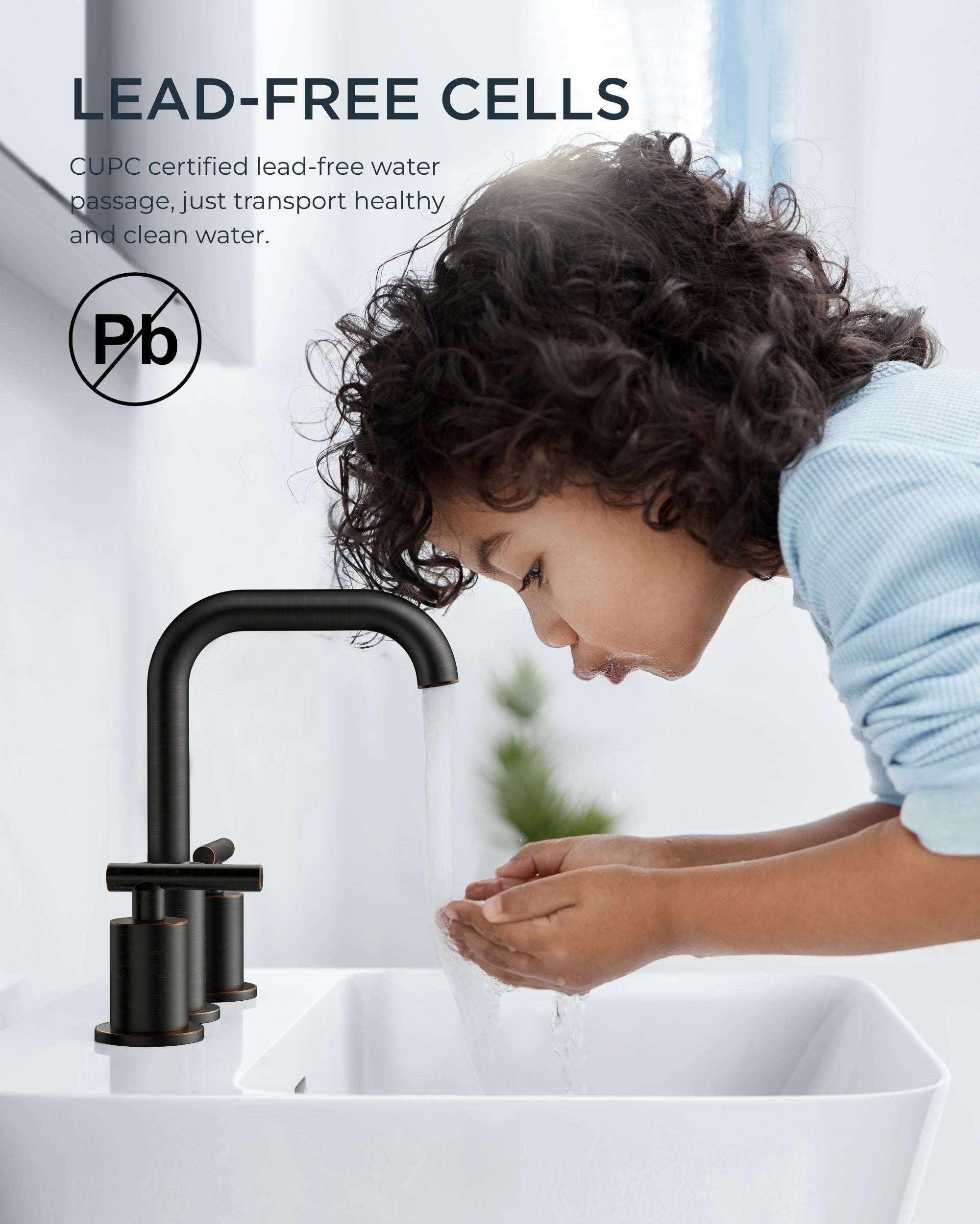 FORIOUS  Bathroom Faucet 3 Hole 2 Handle 8 inch Widespread Bathroom Faucet ，Bathroom Sink Faucet with Drain and cUPC Supply Lines, 2 Handle Faucet for Bathroom Sink with 360°Swivel Spout