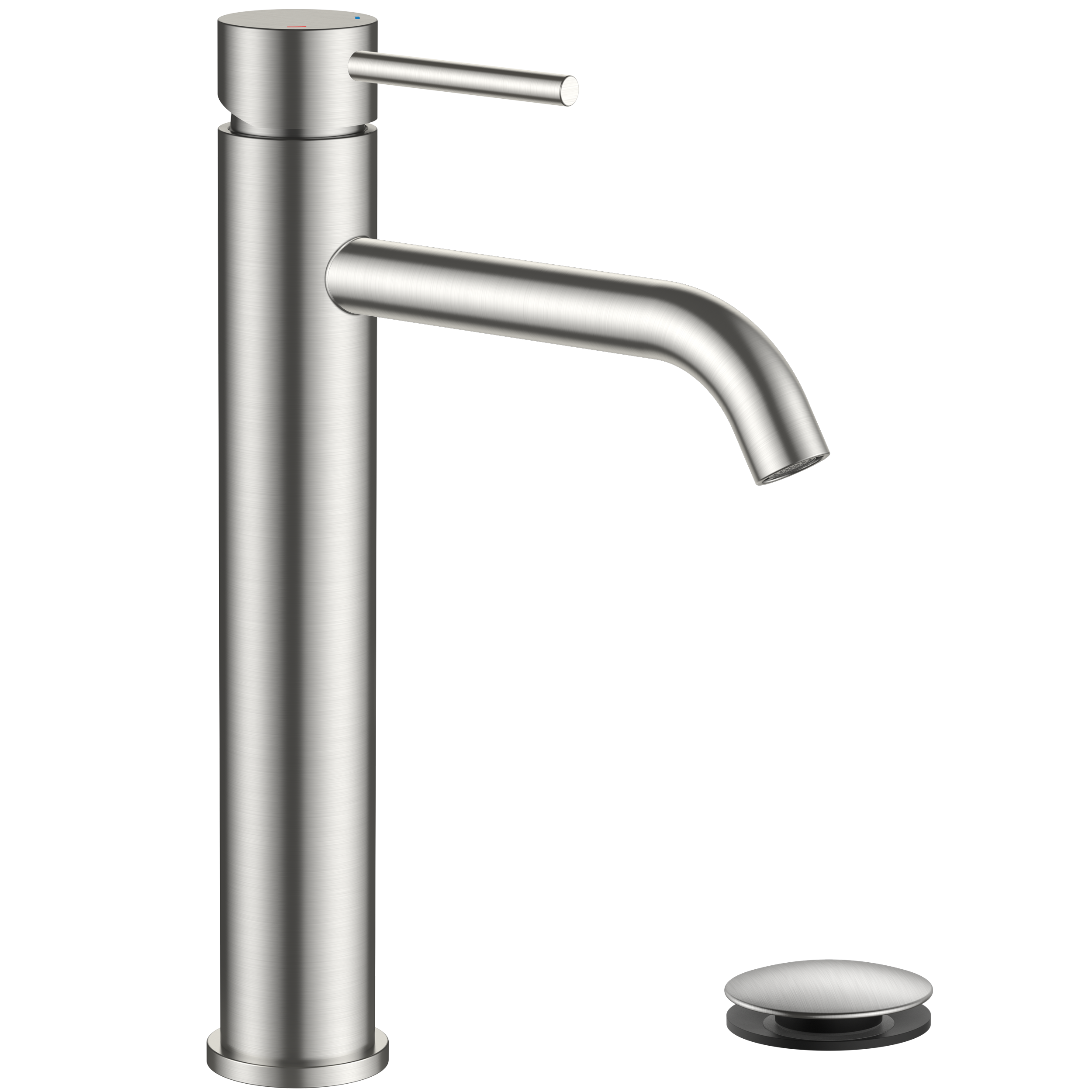 FORIOUS Brushed Nickel Bathroom Vessel Sink Faucet 1 Hole, Tall Bathroom Faucet Single Handle One Hole with Pop Up Drain and Supply Lines, Basin Bowl Vanity Lavatory Residential/Commercial Use