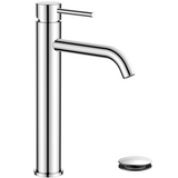FORIOUS Chrome Bathroom Vessel Sink Faucet 1 Hole, Tall Bathroom Faucet Single Handle One Hole with Pop Up Drain and Supply Lines, Basin Bowl Vanity Lavatory Residential/Commercial Use