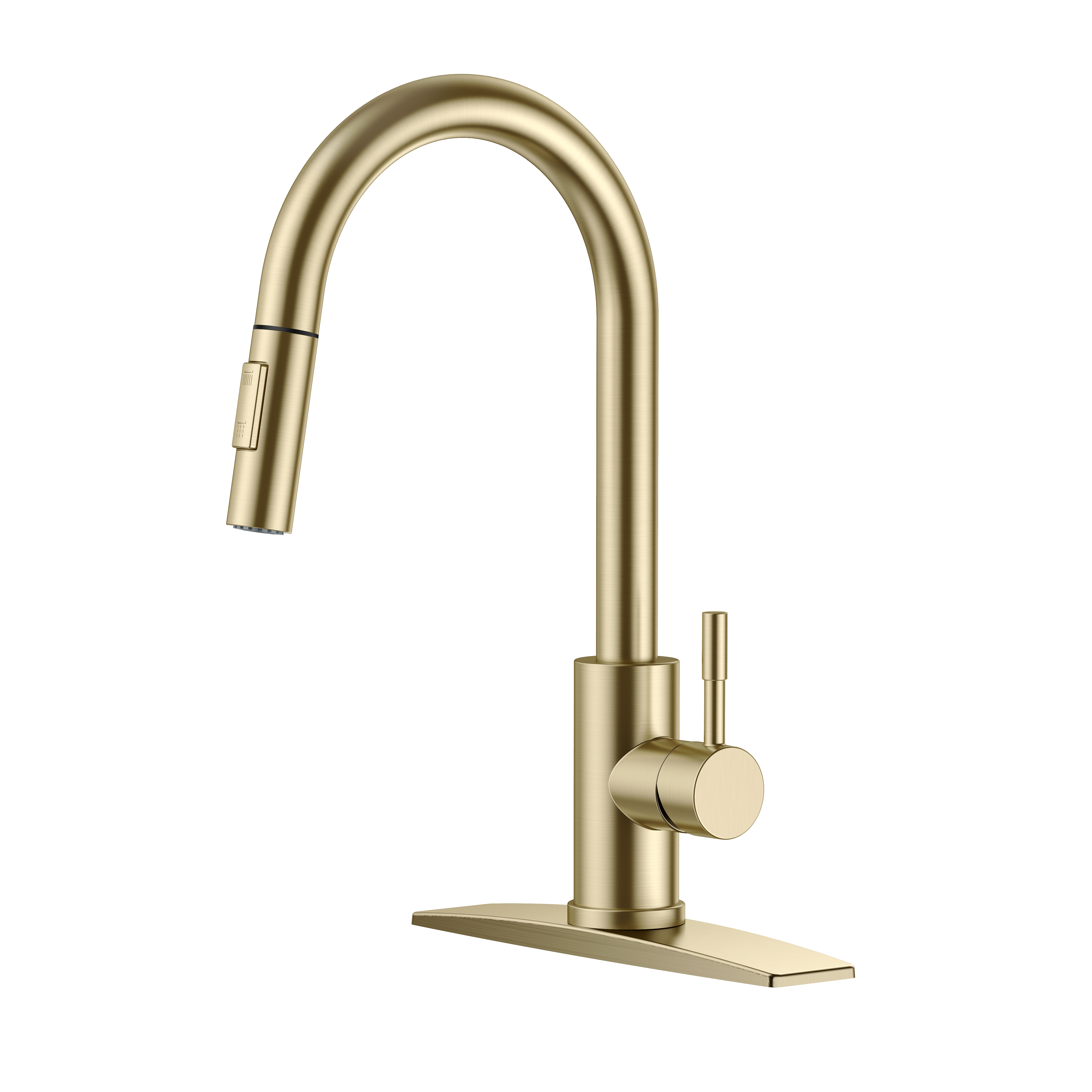 FORIOUS Gold Kitchen Faucet with Pull Down Sprayer, High Arc Modern Classic Sink Faucet Stainless Steel with Deck Fit for 1 or 3 Hole for Pot Filler Bar Farmhouse Laundry Rv, Brushed Champagne Golden