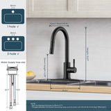 FORIOUS Black Kitchen Faucet with Pull Down Sprayer, High Arc Modern Classic Sink Faucet Stainless Steel with Deck Plate Fit for 1 or 3 Hole for Pot Filler Bar Farmhouse Laundry Rv
