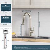 FORIOUS Kitchen Faucet with Pull Down Sprayer, Brushed Nickel High Arc Modern Classic Sink Faucet Stainless Steel with Deck Plate Fit for 1 or 3 Hole for Pot Filler Bar Farmhouse Laundry Rv