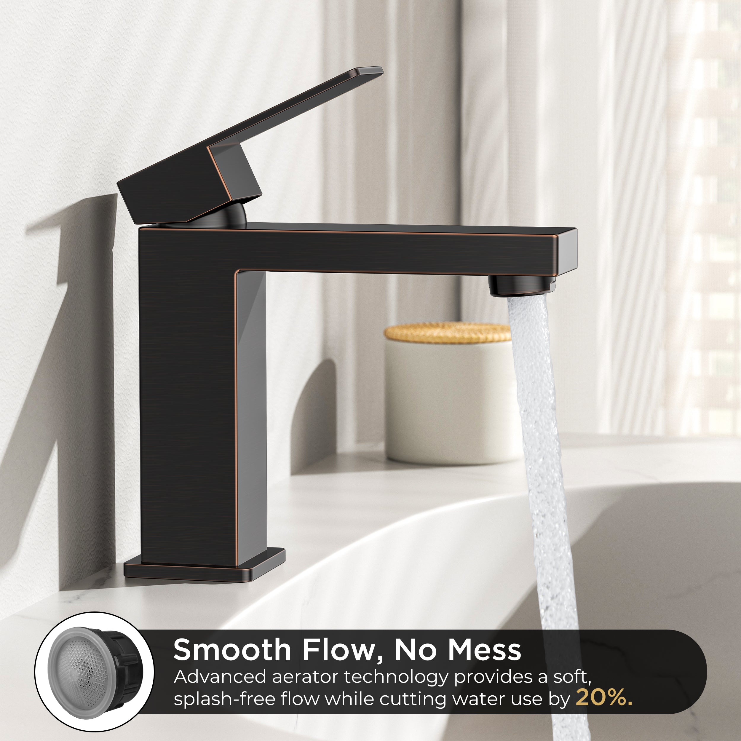 FORIOUS Bathroom Faucet 1 Hole, Single Handle Bathroom Sink Faucets Bronzed