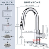 FORIOUS Chrome Bathroom Faucet with Pull Down Sprayer, Single Hole Bar Sink Faucet 1 Hole with Pop Up Drain Hose, Suitable for Bathroom, RV,Vanity, Restroom & Utility Sink
