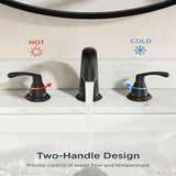 FORIOUS Black Bathroom Faucet 3 Hole, Widespread Bathroom Sink Faucet 8 Inch with Pop Up Drain and CUPC Supply Hose, 2 Handle for Vanity Rv Commercial Lavatory Restroom