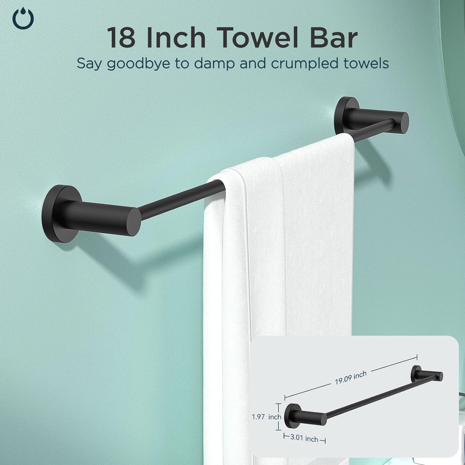 FORIOUS 8 Pieces Bathroom Matte Black Towel Bar Hardware Set