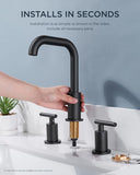 FORIOUS  Bathroom Faucet 3 Hole 2 Handle 8 inch Widespread Bathroom Faucet ，Bathroom Sink Faucet with Drain and cUPC Supply Lines, 2 Handle Faucet for Bathroom Sink with 360°Swivel Spout