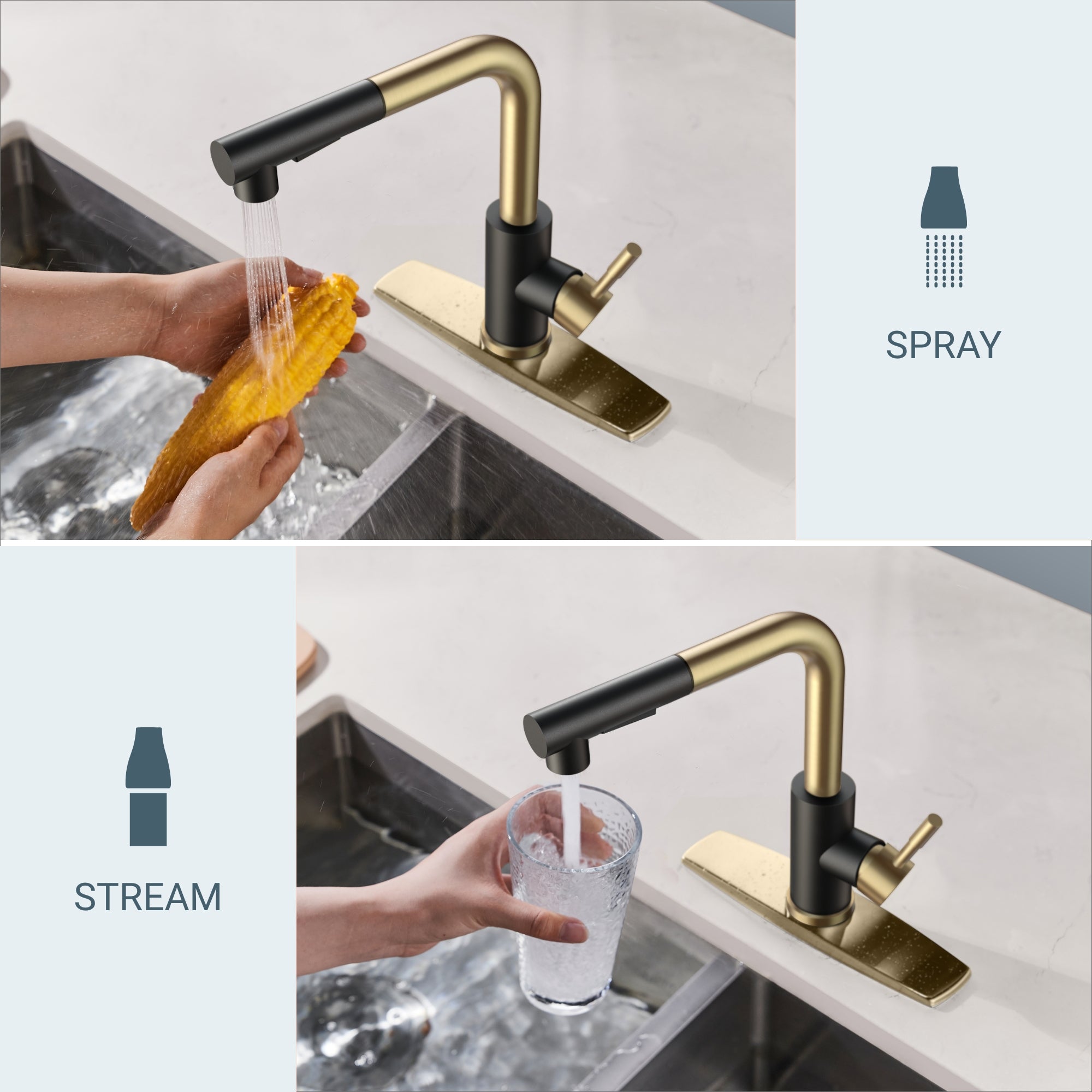 FORIOUS  Kitchen Sink Faucet with Pull Down Sprayer Single Handle  Stainless Steel