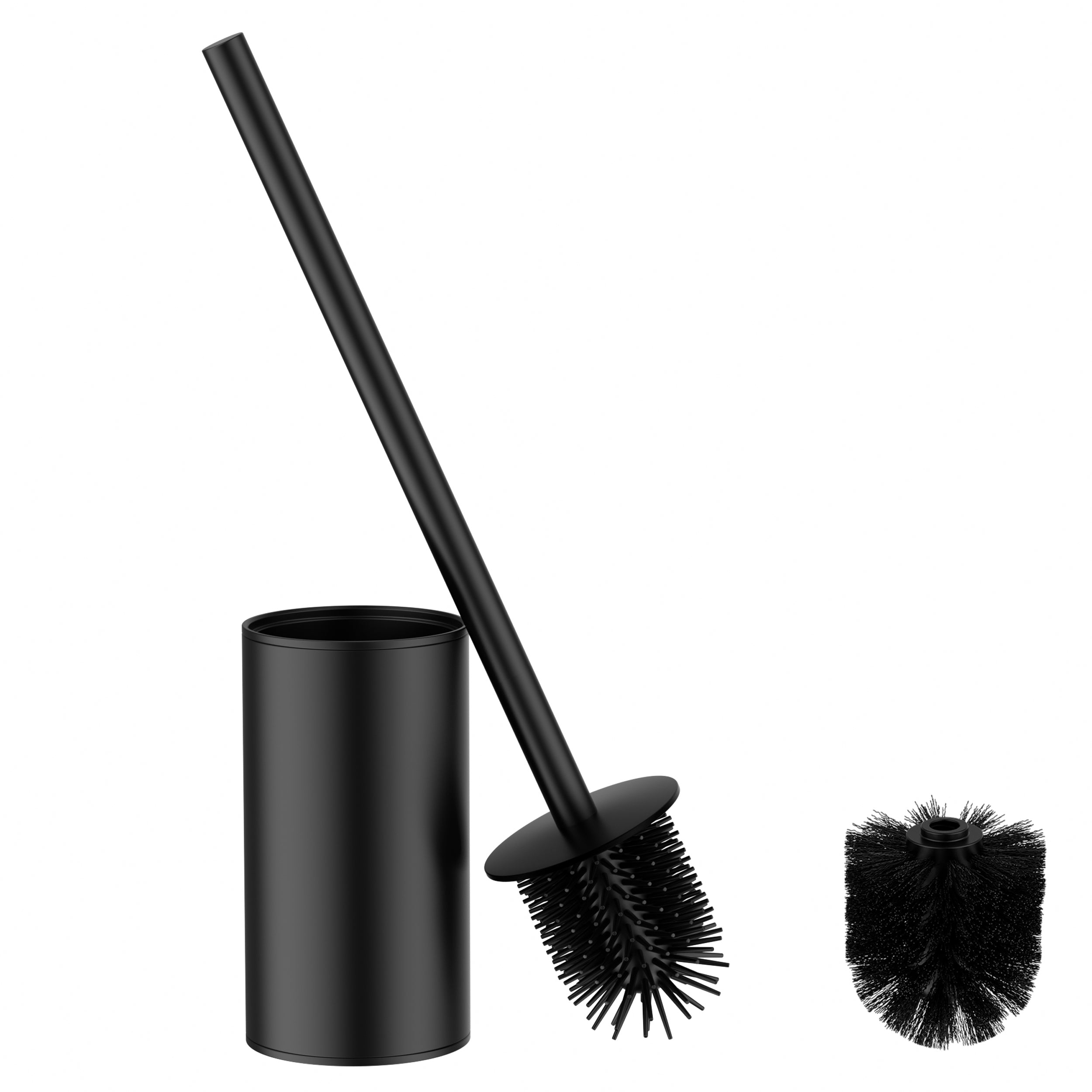 FORIOUS SUS304 Toilet Brush, Toilet Bowl Cleaner Brush and Holder Set Short | Gold, Extended Handle, Removable Inner Bowl, Stable Splash Guard, Steel Joint, Scratch‑Resistant Bristles, for Bathroom RV