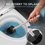 FORIOUS SUS304 Toilet Brush, Toilet Bowl Cleaner Brush and Holder Set Short | Gold, Extended Handle, Removable Inner Bowl, Stable Splash Guard, Steel Joint, Scratch‑Resistant Bristles, for Bathroom RV