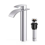 FORIOUS Waterfall Bathroom Faucet 1 Hole with Metal Pop up Drain