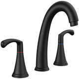 FORIOUS Black Bathroom Faucet 3 Hole, Widespread Bathroom Sink Faucet 8 Inch with Pop Up Drain and CUPC Supply Hose, 2 Handle for Vanity Rv Commercial Lavatory Restroom