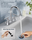 FORIOUS Matte Black Bathroom Faucets 3 Hole, Centerset Faucet for Bathroom Sink with Pop up Drain, Lead-Free Two Handles 4 Inch Bathroom Sink Faucet for Basin,Vanity, Farmhouse