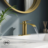 FORIOUS Waterfall Bathroom Faucet 1 Hole with Metal Pop up Drain