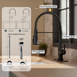 FORIOUS Antique Kitchen Faucet with Pull Down Sprayer, High Arc Single Handle Vintage Spring Sink Faucet 1 or 3 Hole for Farmhouse Camper Laundry Camper RV