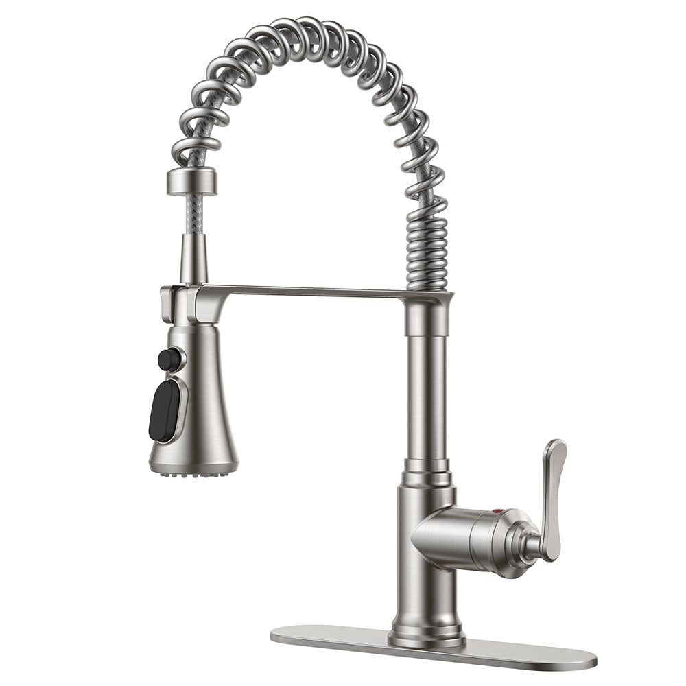 FORIOUS Antique Black Kitchen Faucet with Pull Down Sprayer, 3 Modes Stainless Steel High Arc Vintage Spring Sink Faucet with Deck for One or Three Hole for Kitchen Bar Camper