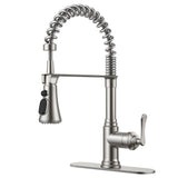 FORIOUS Antique Black Kitchen Faucet with Pull Down Sprayer, 3 Modes Stainless Steel High Arc Vintage Spring Sink Faucet with Deck for One or Three Hole for Kitchen Bar Camper