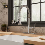 FORIOUS Antique Black Kitchen Faucet with Pull Down Sprayer, 3 Modes Stainless Steel High Arc Vintage Spring Sink Faucet with Deck for One or Three Hole for Kitchen Bar Camper