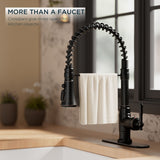 FORIOUS Antique Kitchen Faucet with Pull Down Sprayer, High Arc Single Handle Vintage Spring Sink Faucet 1 or 3 Hole for Farmhouse Camper Laundry Camper RV
