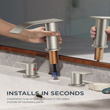 FORIOUS  Waterfall Bathroom Faucets ，8 Inch Widespread  with Metal Pop-up Drain