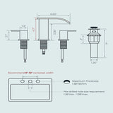 FORIOUS  Waterfall Bathroom Faucets ，8 Inch Widespread  with Metal Pop-up Drain