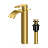 FORIOUS Waterfall Bathroom Faucet 1 Hole with Metal Pop up Drain