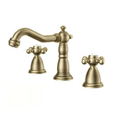 FORIOUS Bathroom Faucet 3 Hole Vintage 8 inch Widespread Sink Antique Brass | 6-12 inch 3-hole Install, 2 Cross Handle Antique Bathroom Sink Faucet for Vanity RV Farmhouse with Drain and Supply Lines