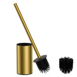 FORIOUS SUS304 Toilet Brush, Toilet Bowl Cleaner Brush and Holder Set Short | Gold, Extended Handle, Removable Inner Bowl, Stable Splash Guard, Steel Joint, Scratch‑Resistant Bristles, for Bathroom RV
