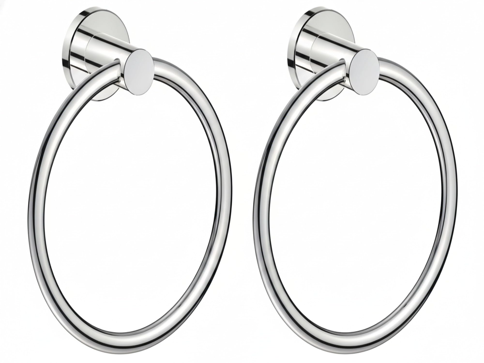 FORIOUS Towel Ring, SUS304 Stainless Steel Modern Hand Towel Holder Rack Hanger Round for Bathroom Wall Mounted, Ideal for Bath, Kitchen, RV (1, Chrome)