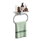 FORIOUS Hand Towel Holder with Shelf, Towel Ring for Bathroom Wall Mount | Matte Black, SUS304 Stainless Steel Modern Towel Ring, Bathroom Towel Holder, Hand Towel Hanger for Bathroom & Kitchen