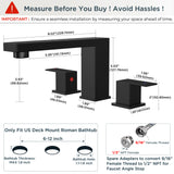 FORIOUS Roman Tub Faucet, Bathtub Faucet 3-Hole Deck Mount, Matte Black