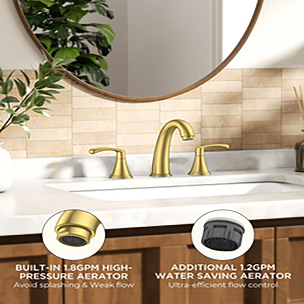 FORIOUS Black Bathroom Faucet 3 Hole, Widespread Bathroom Sink Faucet 8 Inch with Pop Up Drain and CUPC Supply Hose, 2 Handle for Vanity Rv Commercial Lavatory Restroom