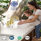 FORIOUS Black Bathroom Faucet 3 Hole, Widespread Bathroom Sink Faucet 8 Inch with Pop Up Drain and CUPC Supply Hose, 2 Handle for Vanity Rv Commercial Lavatory Restroom